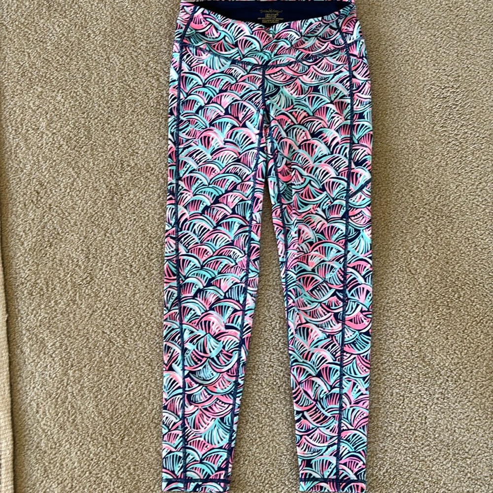 Lilly Pulitzer Weekender Legging Luxletic Seaside Aqua Neptune Nets Blue Small S